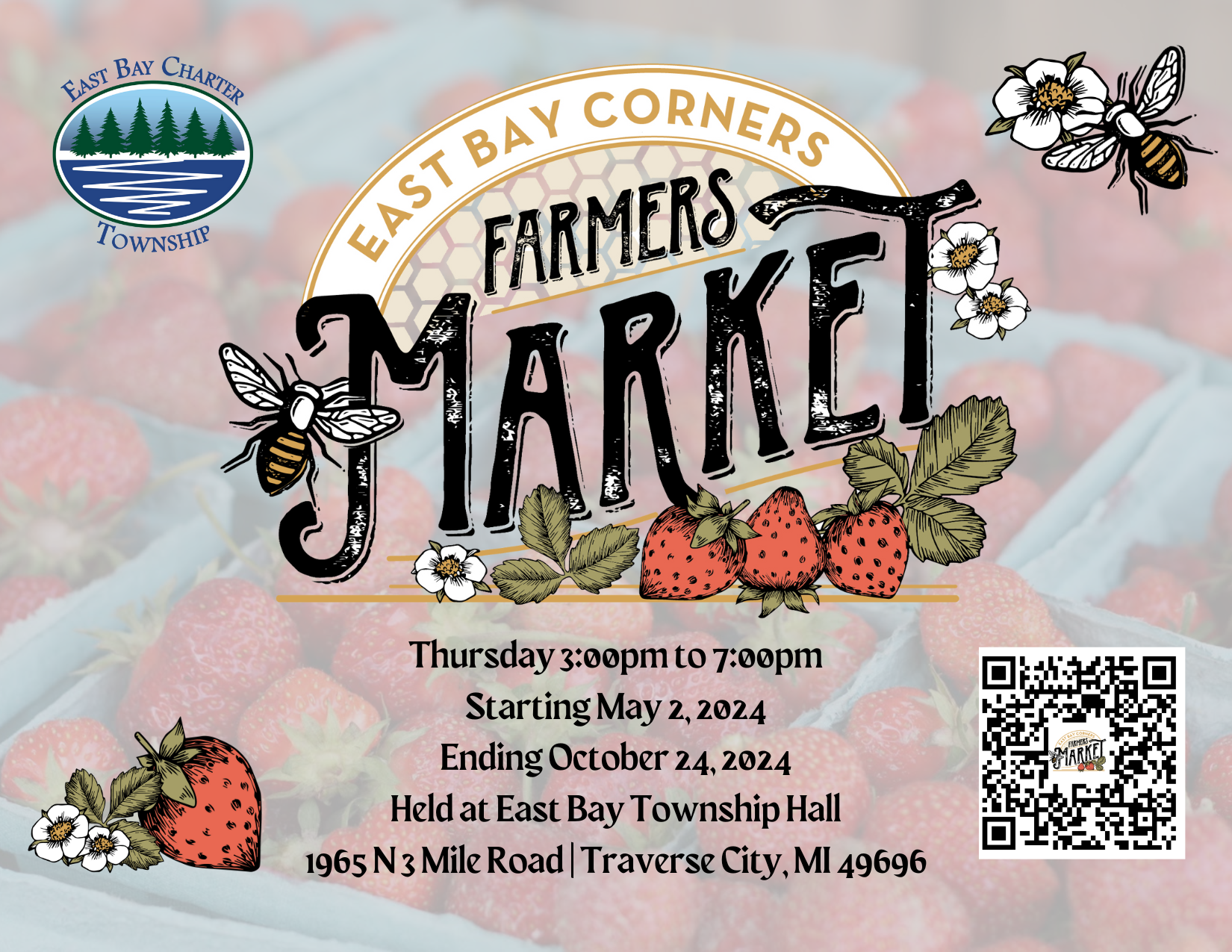 East Bay Farmers Market Thursday 3:00 p.m. -7:00 p.m. ending October 24, 2024 1965 N 3 Mile Road, Traverse City, MI 49696